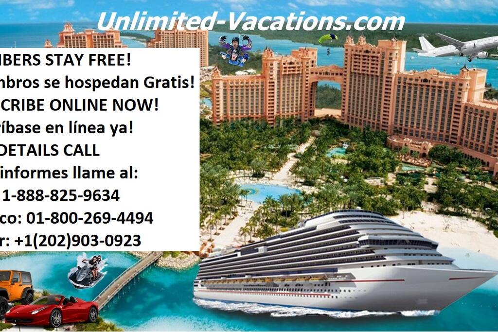 Free Lodging to Unlimited Vacations Members! Not a member yet? Subscribe and come free!