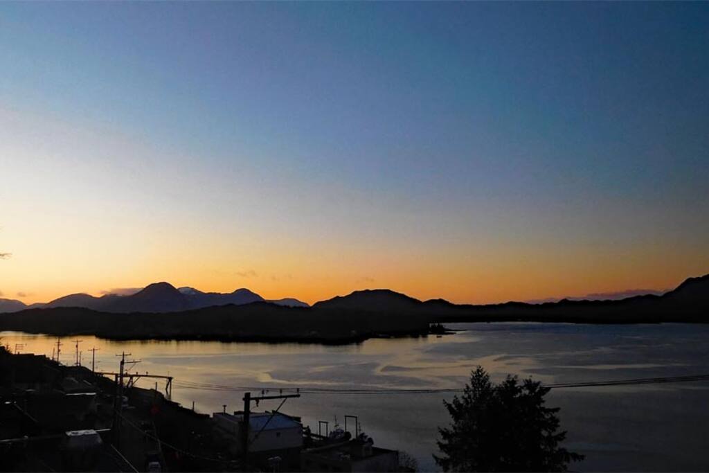 The view from the balcony on a beautiful January evening.