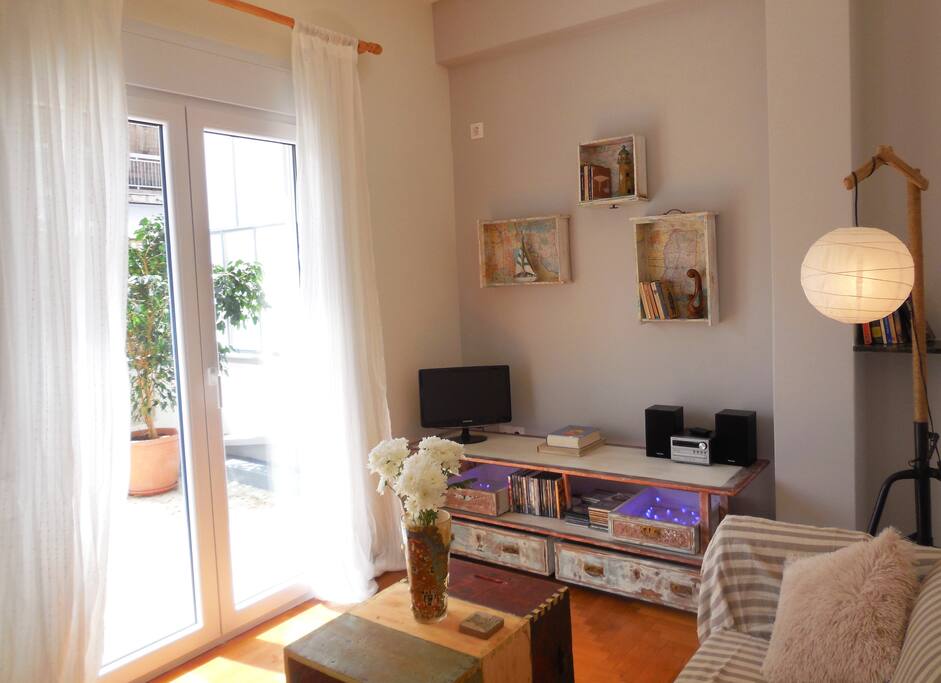 Small TV and Stereo!! If you don't have cds, feel welcome to use ours (music for all tastes)