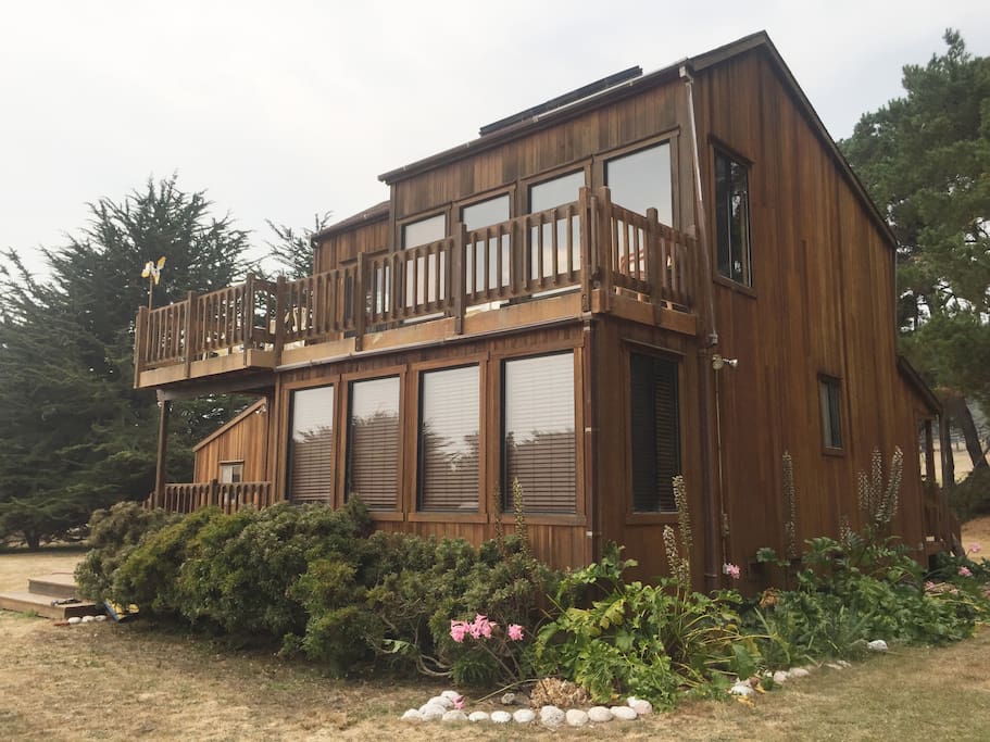 Back view of your home with large windows and upper and lower decks. Wifi is down at this minute
Cell service is weak along the full coast. Hardline # 707-884-1137