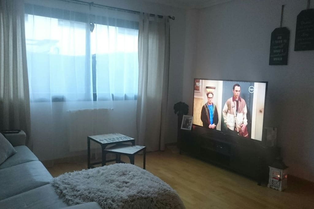 Salón con TV grande