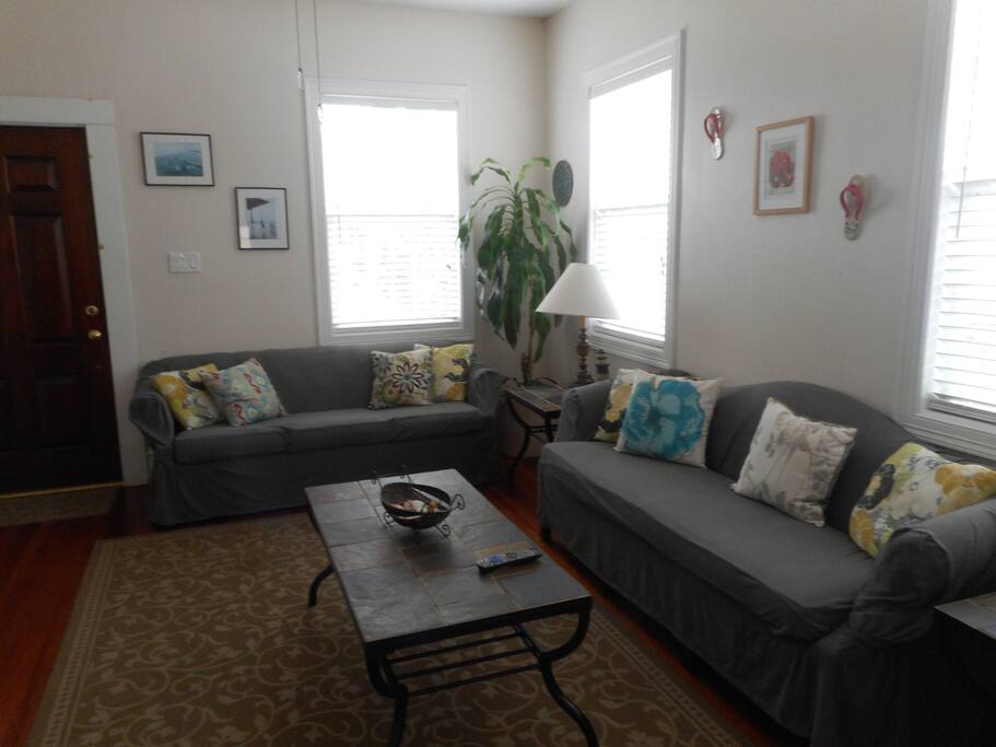 Comfy Living Room w/two couches, TV & DVD player.