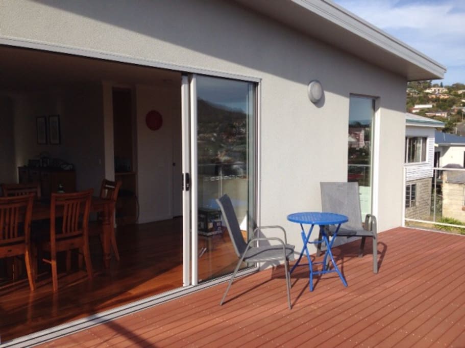 The upstairs balcony