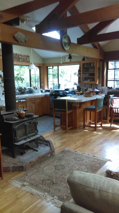 Spacious well equipped kitchen with stunning views
