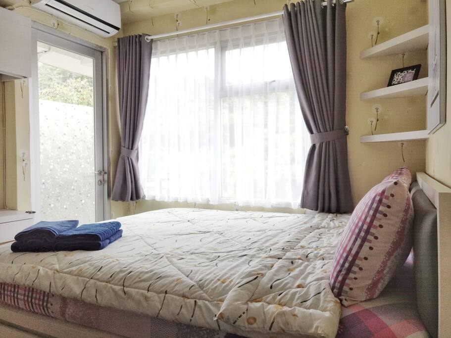 Latest photo of our main bedroom. We changed the iconic pink curtain in this room :)