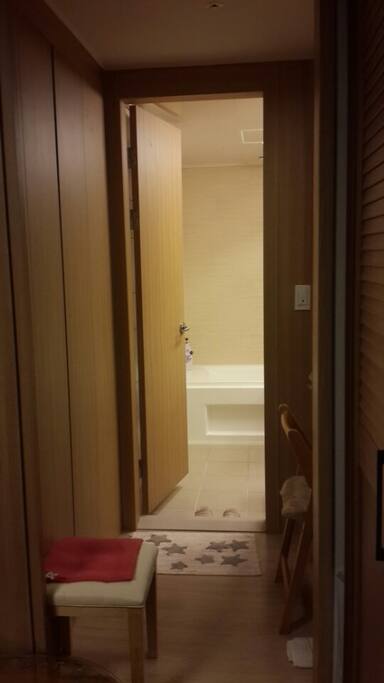 bath room seen from the bed room
