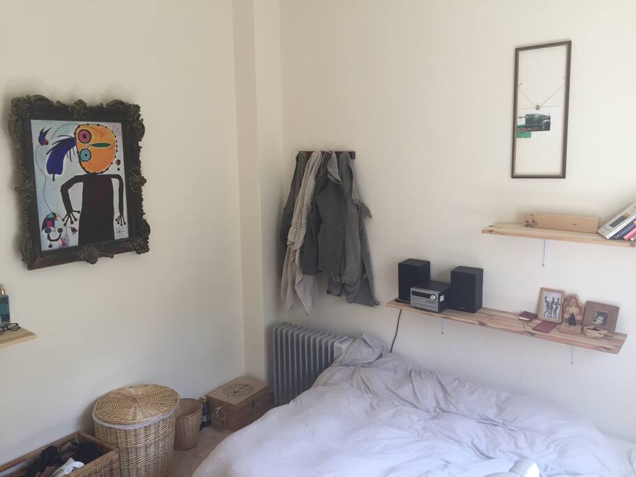Radiator, music system, hanger, books