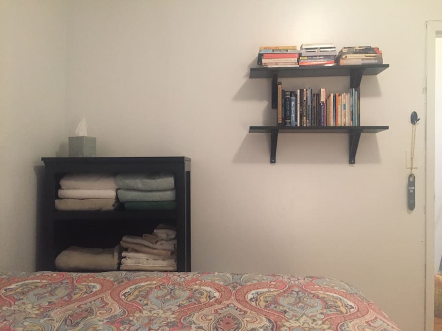 Plenty of towels and books for your use and perusal