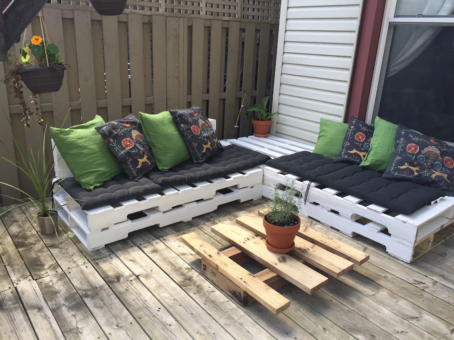 Back yard patio lounge chairs.