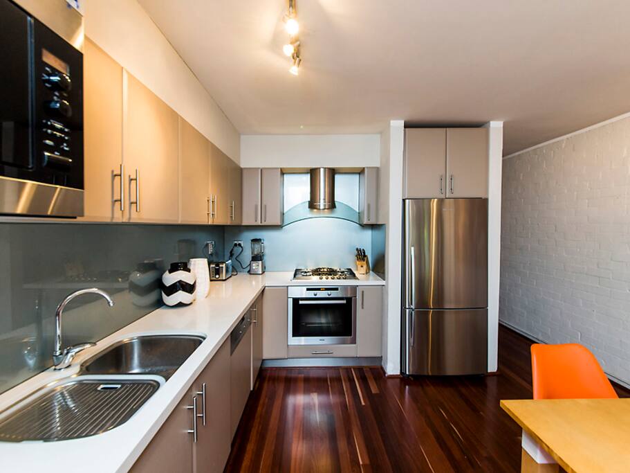 New kitchen with smart up market
appliances.
