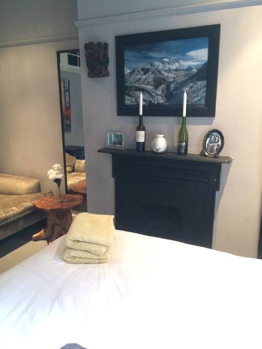 Victorian fire place in the bedroom.