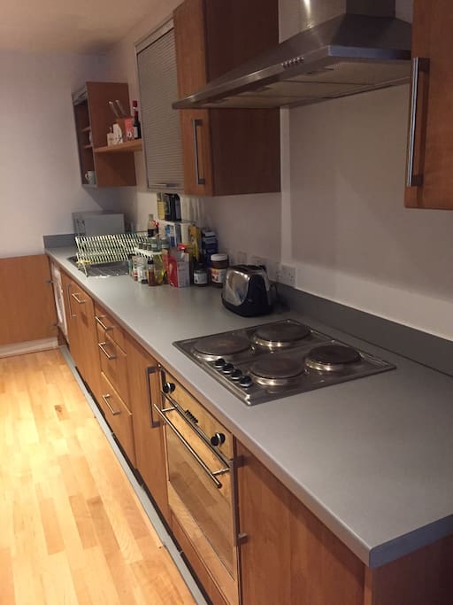 The kitchen is equipped with all necessary items: cooker, stove, refrigerator and freezer, dish washer, laundry washing machine, microwave