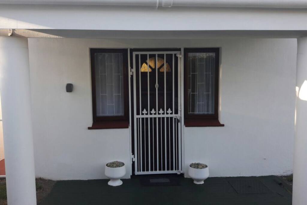 Private front door with porch
