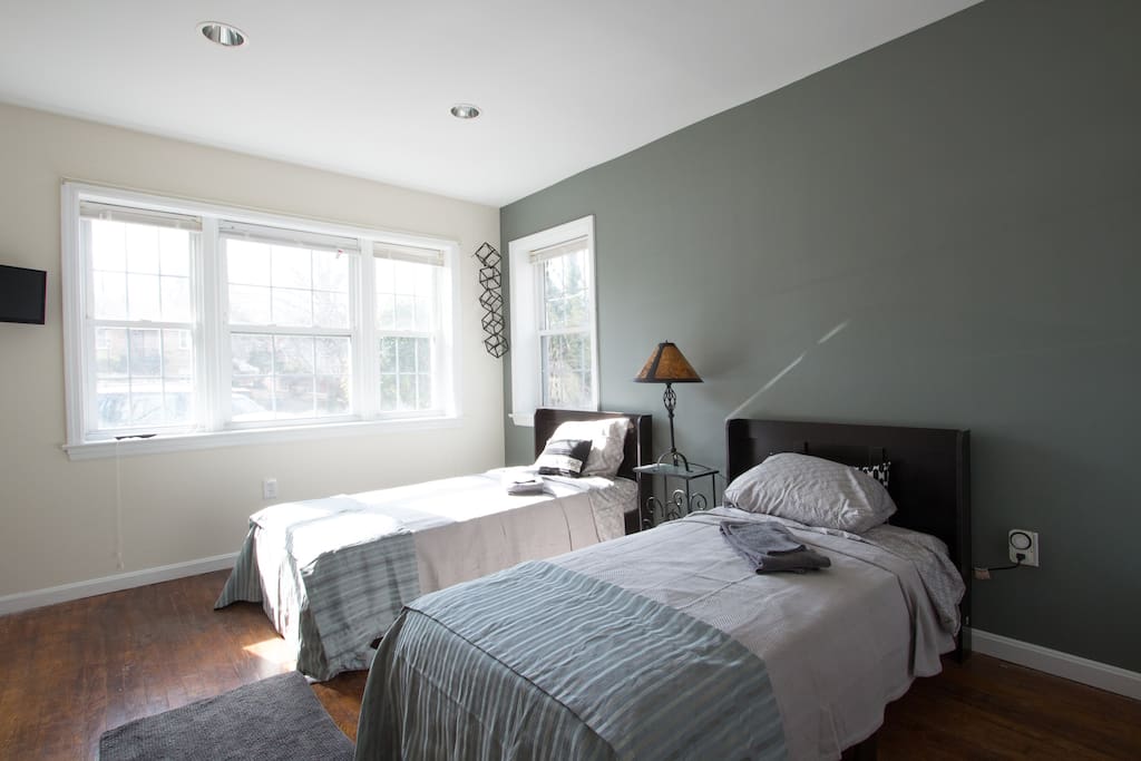 Main Floor Front Bedroom- the "Grey Room" - 2 twin beds