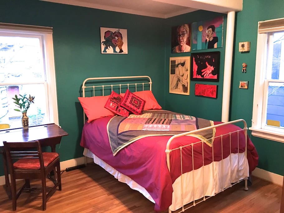 The downstairs bedroom has amazing light!