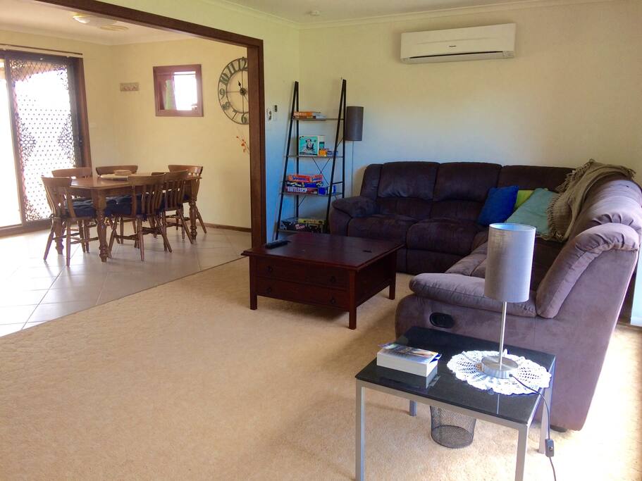 Open plan living and meals area.