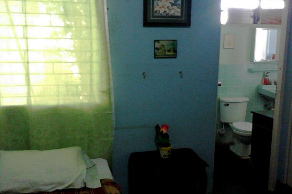 bedroom and en-suite bathroom