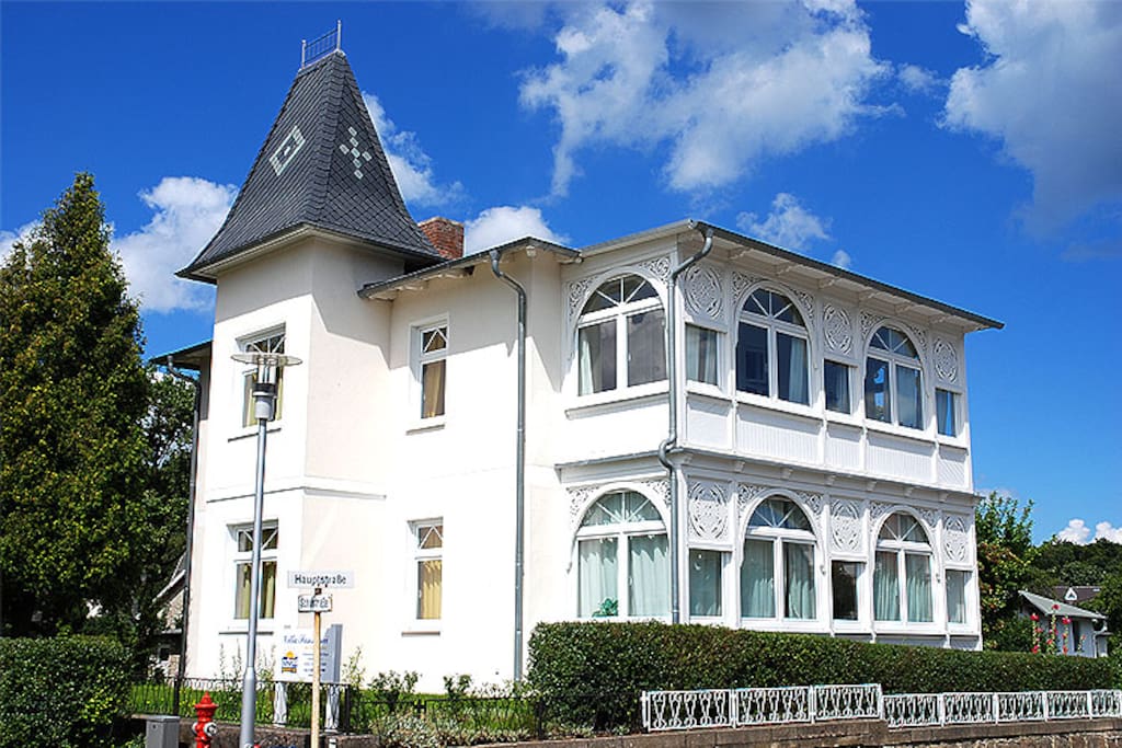 The exterior of the Villa Sanssouci in Sellin on Rügen Island.