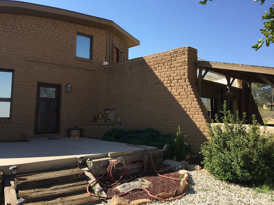 This is our front door. To the right is the private entrance to our guest accommodation and it's private porch.