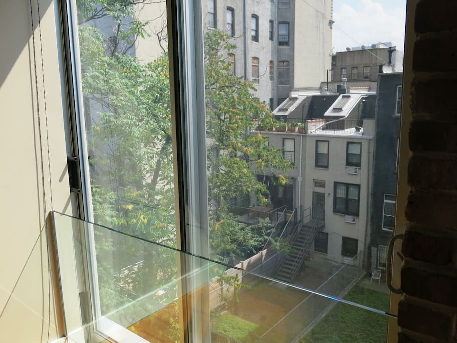 Plenty of natural light and green view.