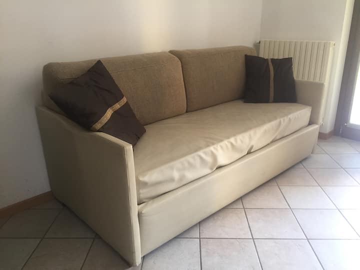 سرير أريكة بحجم كبير في غرفة المعيشة