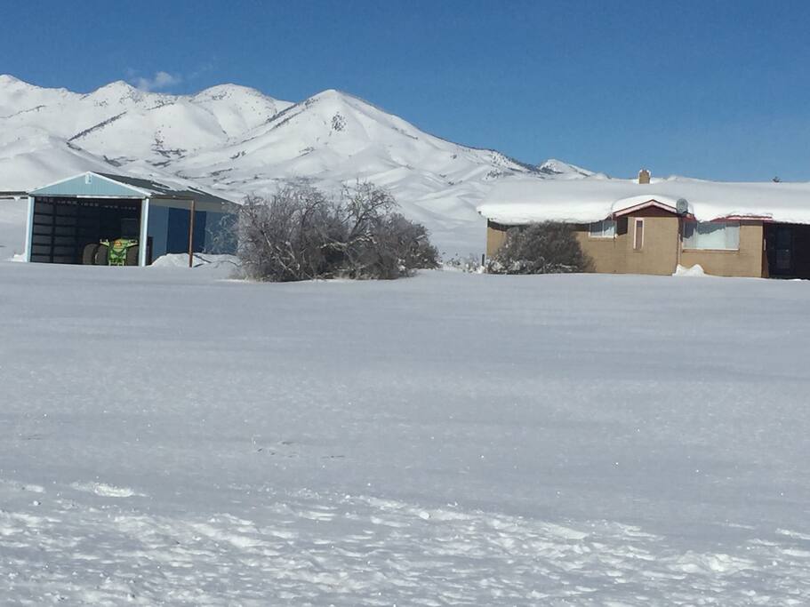 House in winter before updating - snow machine access to mountains