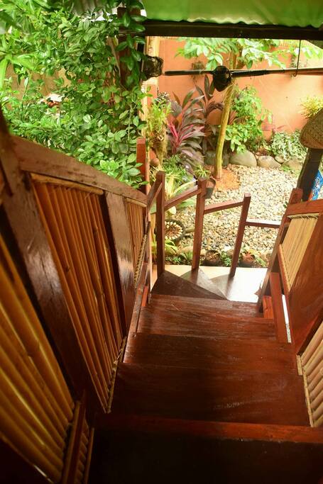 Stairway leading to the second floor where the room is located