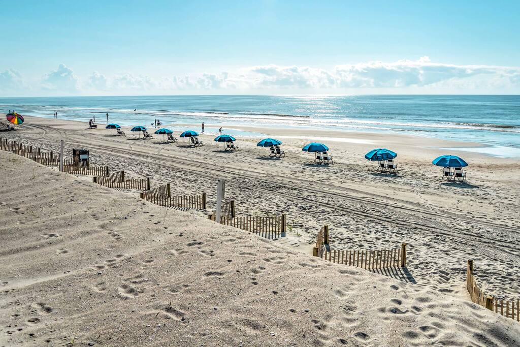 Nearly 700 feet of white sandy beaches are steps from the condo.