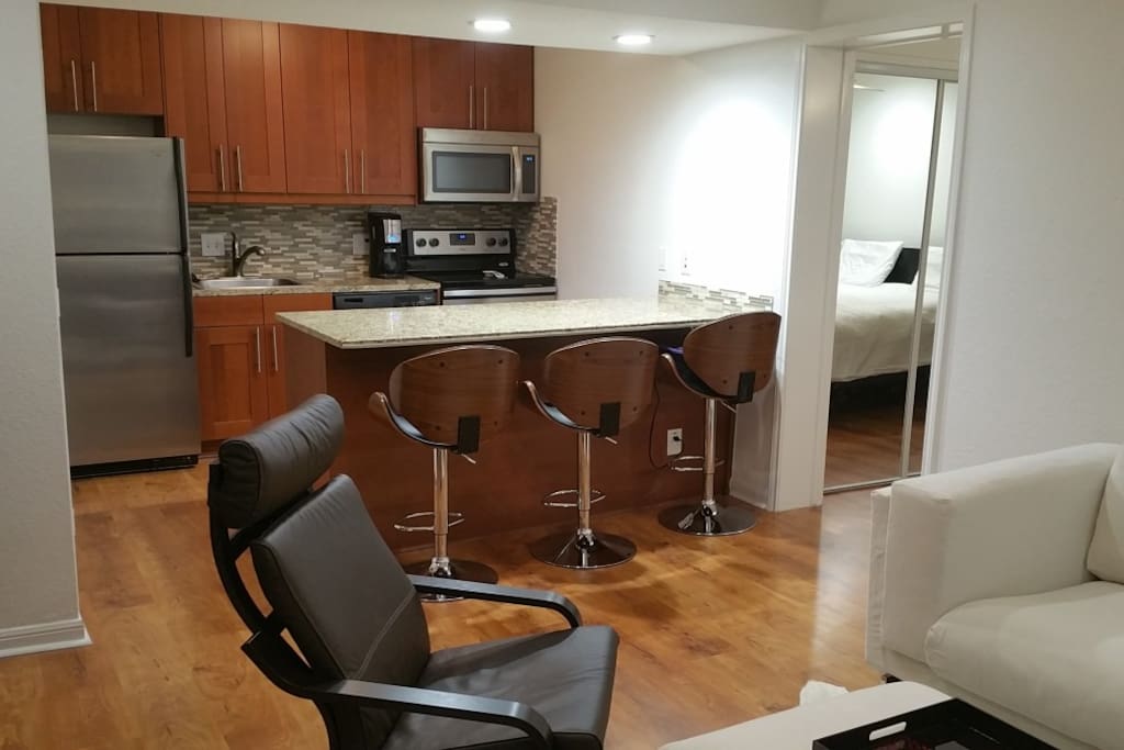 Stainless Steal appliances, granite counter tops, fully stocked kitchen