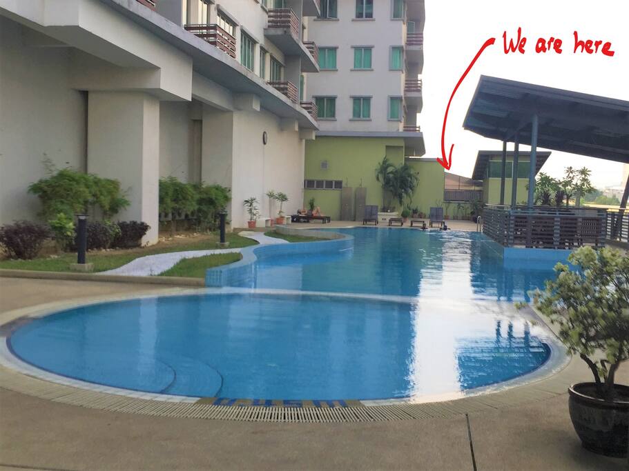 We are next to the swimming pool