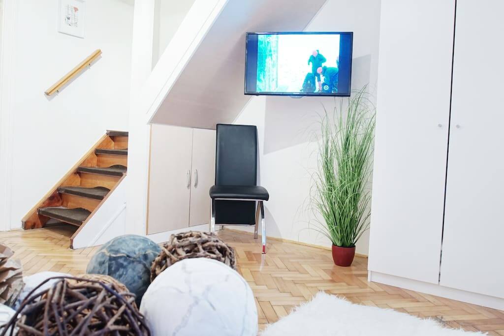 HD TV with cable channels and of course high speed WIFI