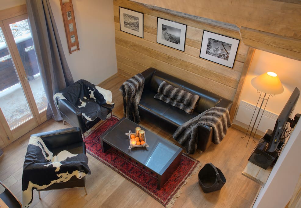 Looking down at living area from mezzanine