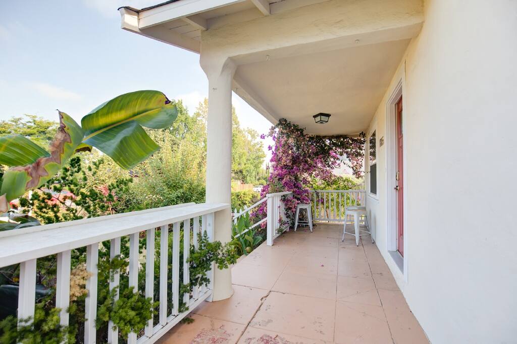 The terrace is furnished with 2 singles chairs. Lounge around with friends and enjoy the beautiful scenery of the property