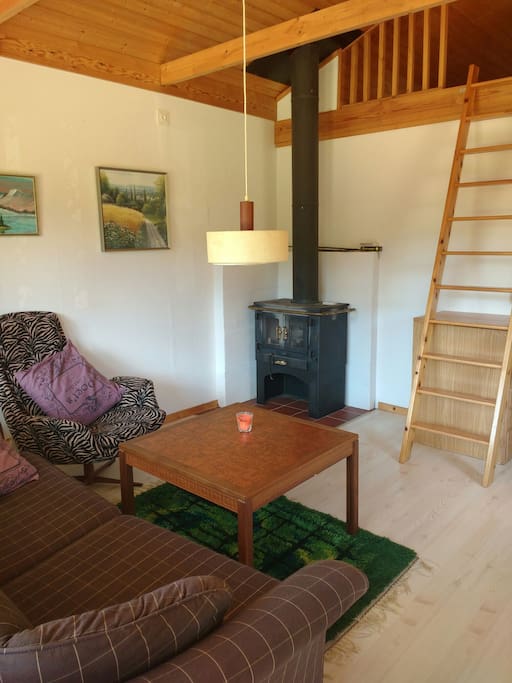 sitting area with chimney