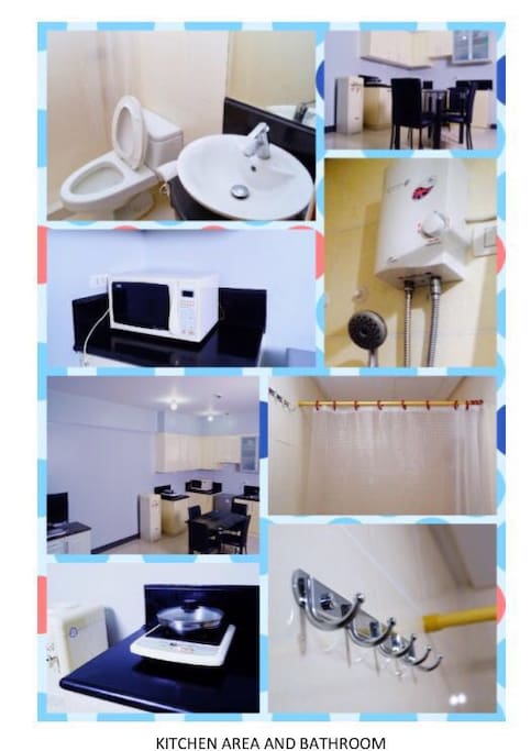 Kitchen area and bathroom