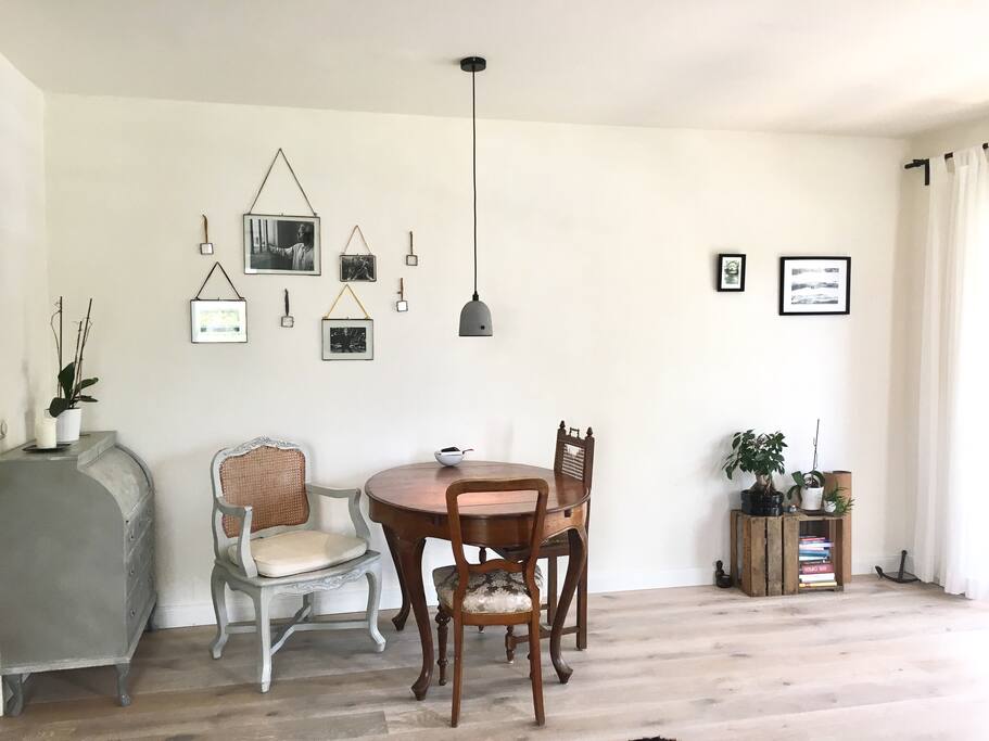 Dining table in the living room.