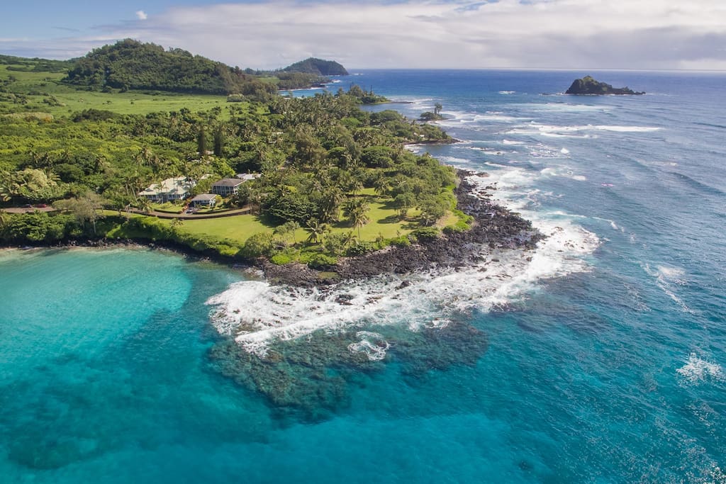 Aerial of Hamoa Beach. Property located on the corner lot