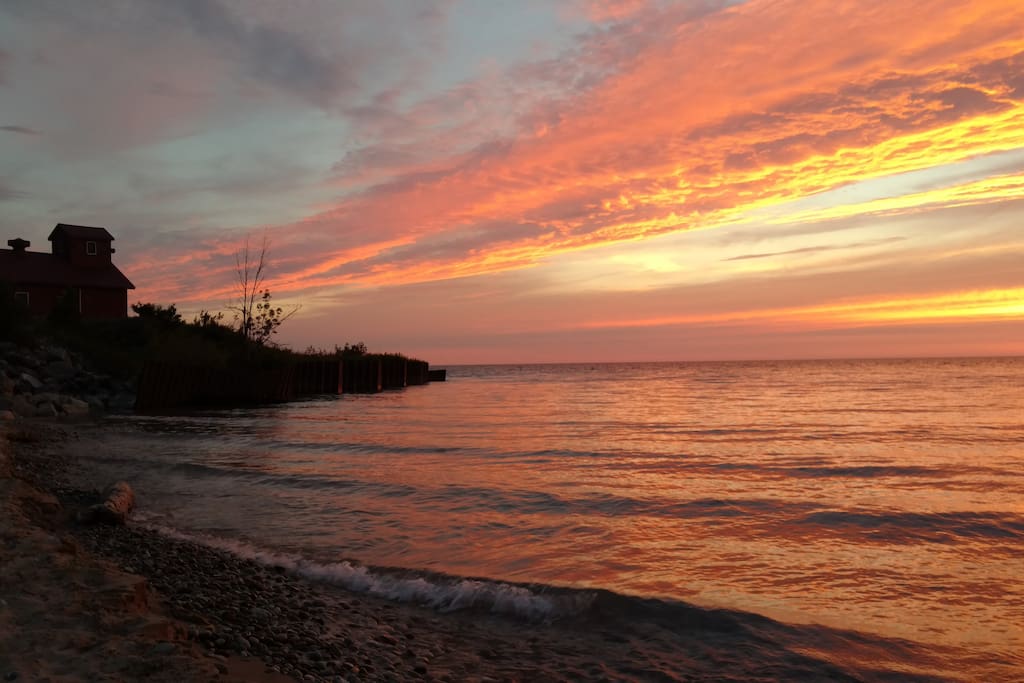 Point Betsie at sunset
