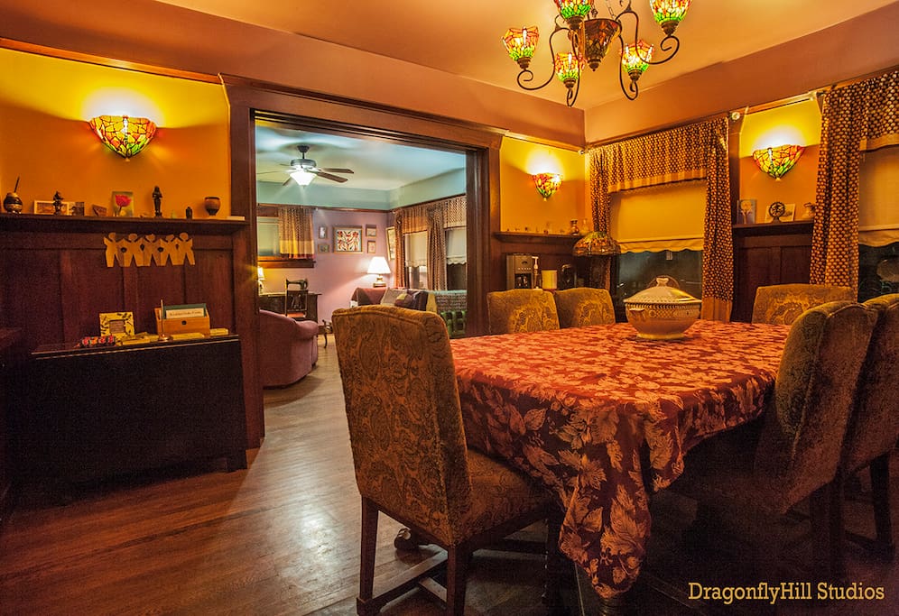 Common Space: Dining room and living room.