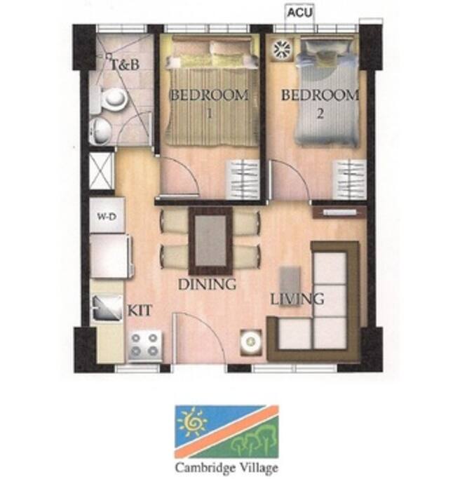 This is the default layout of the unit. It is 30sqm unit but we converted the other room into wardrobe.