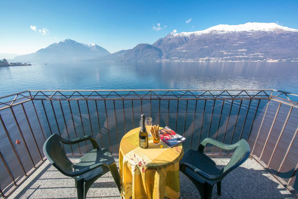 Breathtaking view of the lake from the apartment balcony