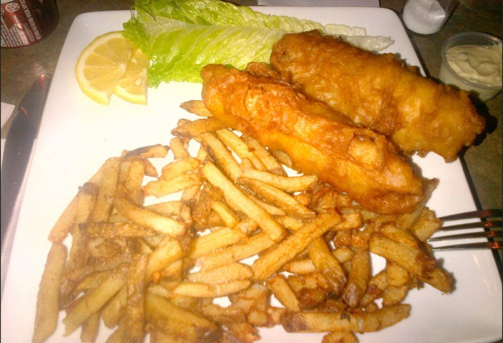 Delicious fish 'n' chips from the Celtic Knot