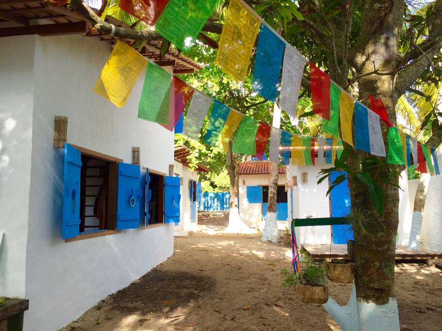 Inside the village. A view of the 3 houses.