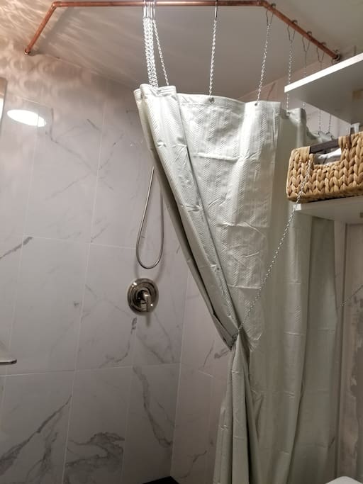 Shower curtain enclosure.