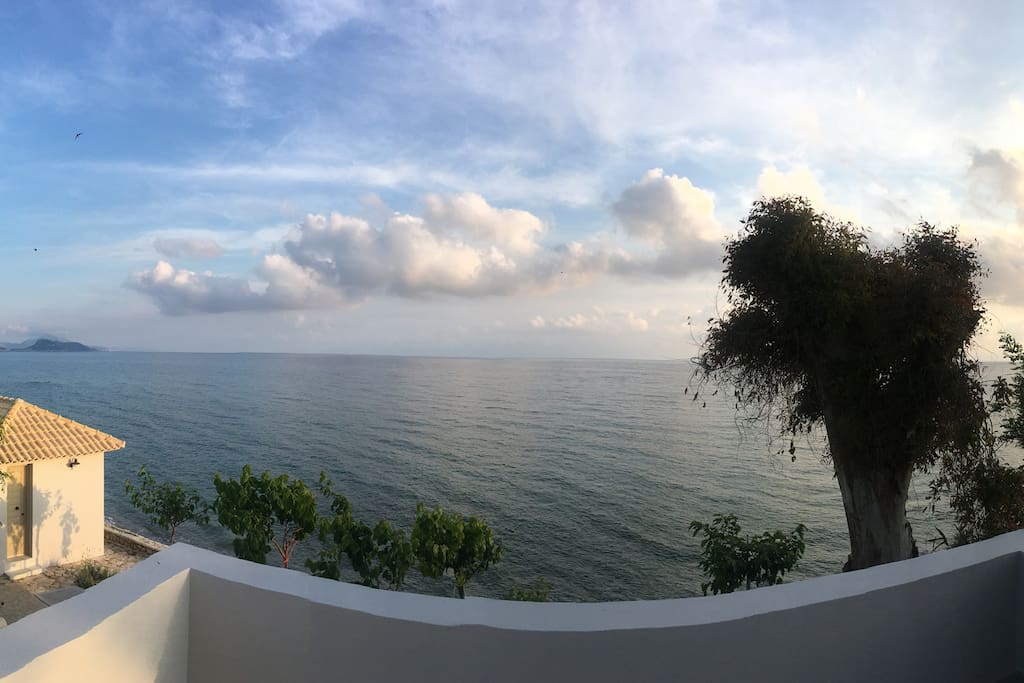 View of the front of the property and the sea from homes balcony