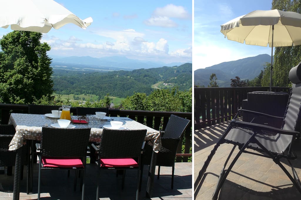 Large South facing terrace with stunning views.