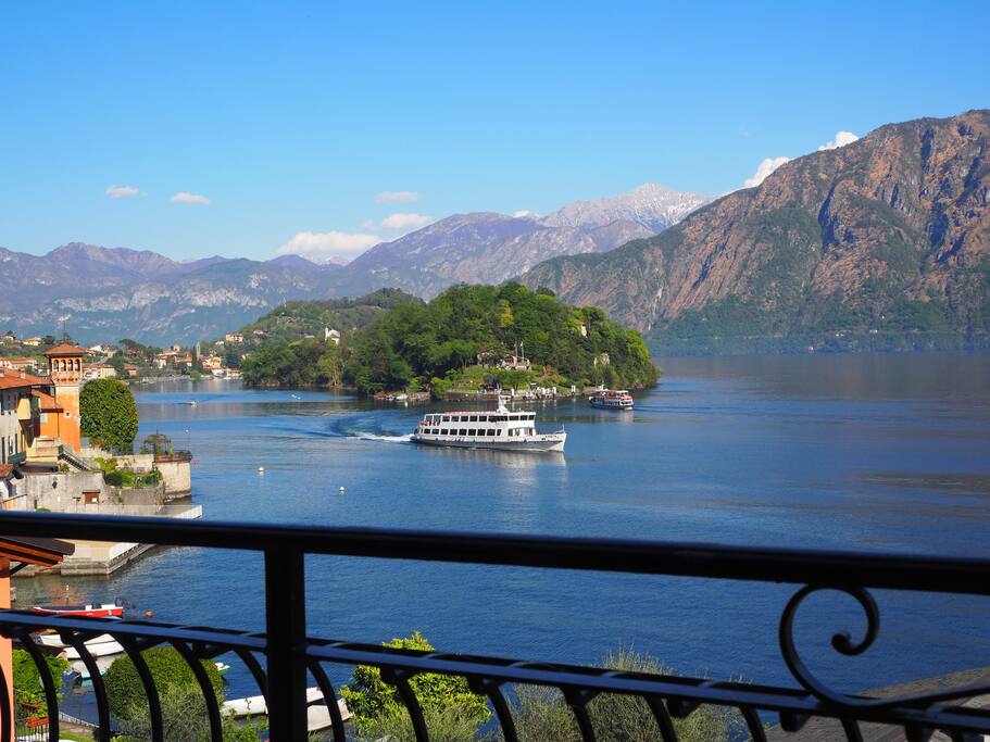 View from the terrace towards Isola Comacina and the village of Sala Comacina