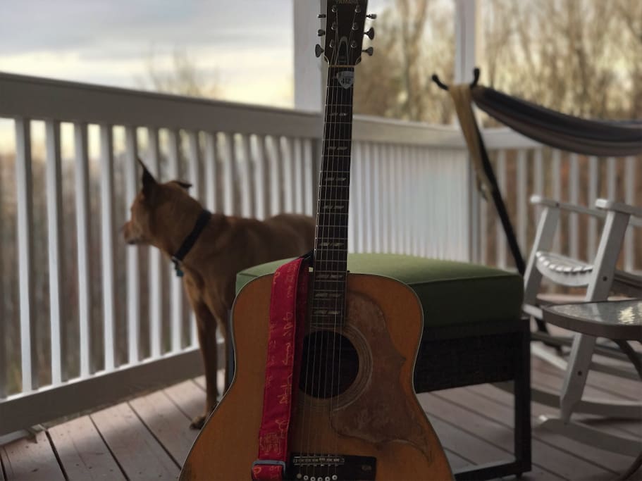Reed enjoying the front porch view!