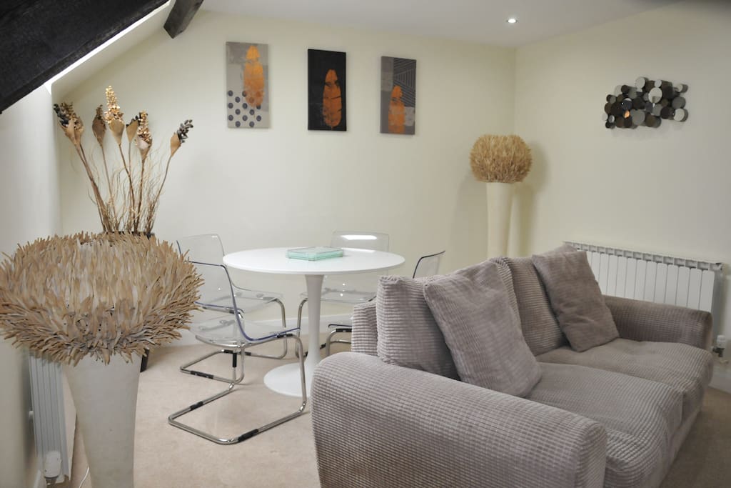 Dining table and sofa in lounge