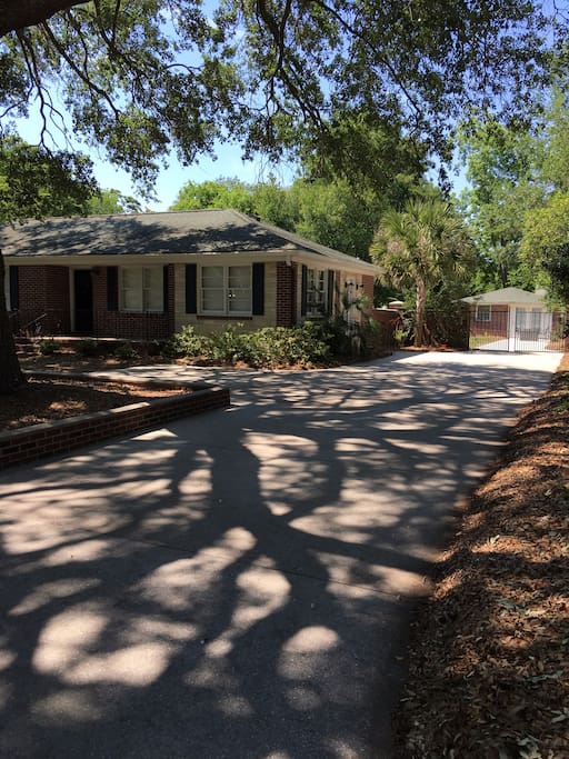 View of the Cottage at the end of the driveway